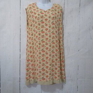 April Cornell Dress Tunic Top S Small Yellow Floral Popover Prairie Cottagecore